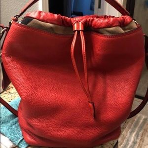 Burberry Ashby Cadmium Red Leather Hobo Bag